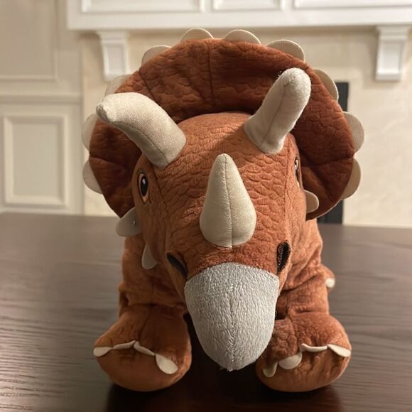JÄTTELIK Soft toy, dinosaur/dinosaur/triceratops Reddish brown 18” long EUC - Picture 7 of 7